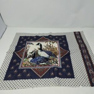 Vintage Woven Quilt Tapestry Fabric Panel featuring Canadian Geese 22"x17"